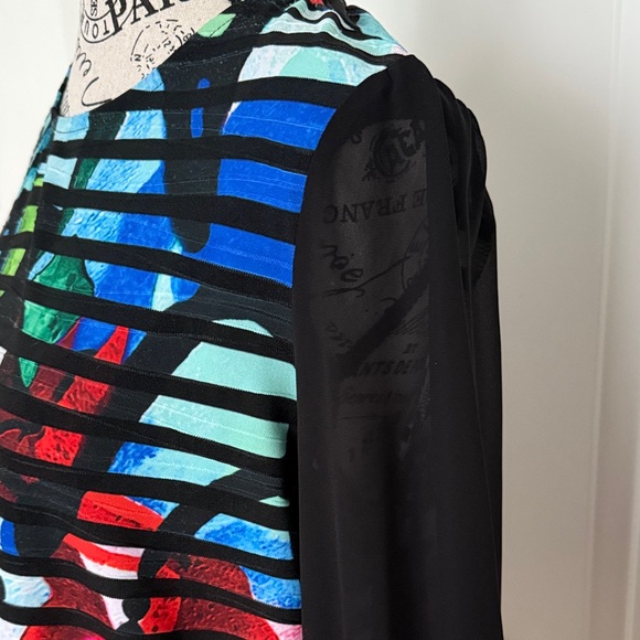 Joseph Ribkof Colorful Striped Sheer Blouse - Picture 2 of 7